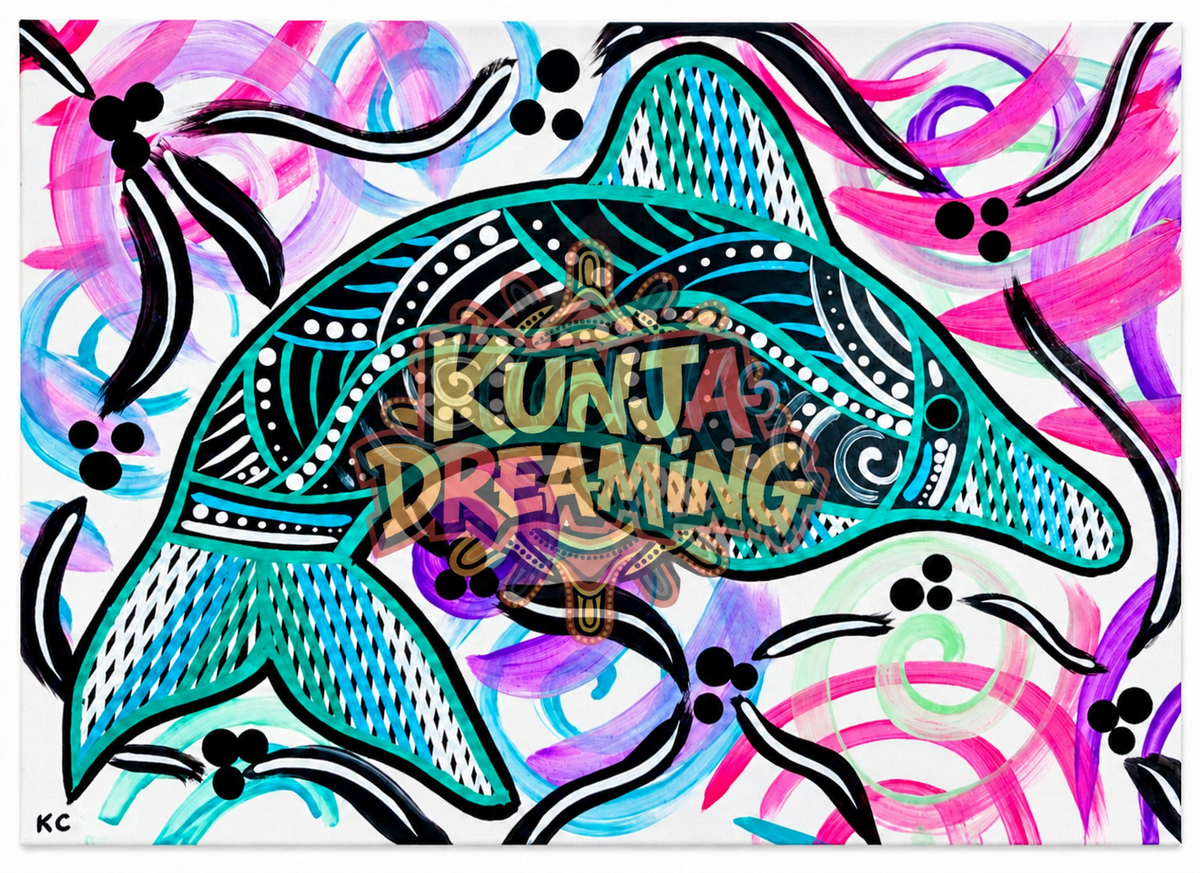 Little Rainbow Dolphin Dreaming - Aboriginal Fine Art Print