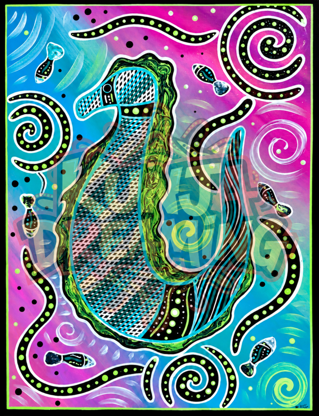 Rainbow Seahorse Dreaming – Aboriginal Fine Art Print Australia