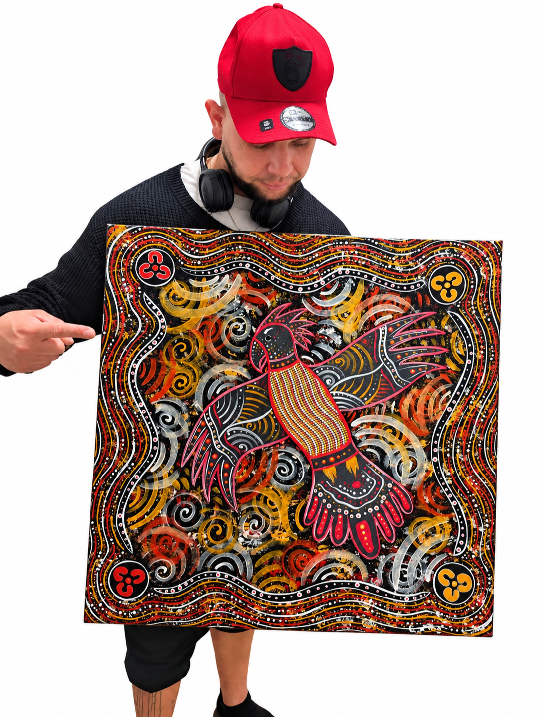 Cockatoo Storm Warning Dreaming – Original Indigenous Fine Art Canvas