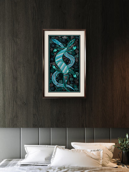 Sand Goanna and Water Snake Dreaming – Aboriginal Fine Art Print Australia