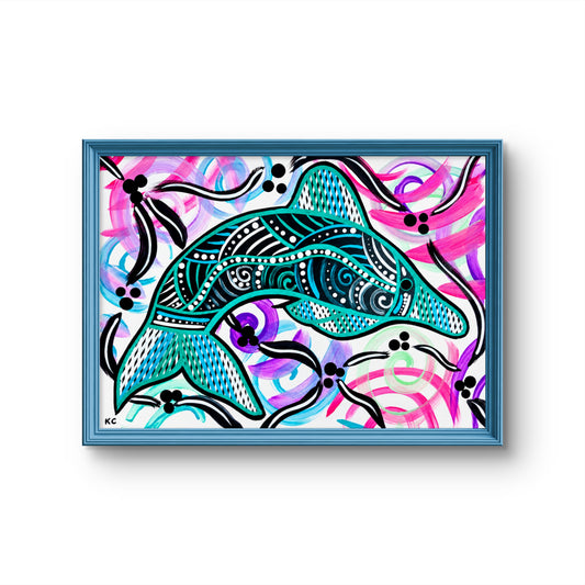 Little Rainbow Dolphin Dreaming - Aboriginal Fine Art Print