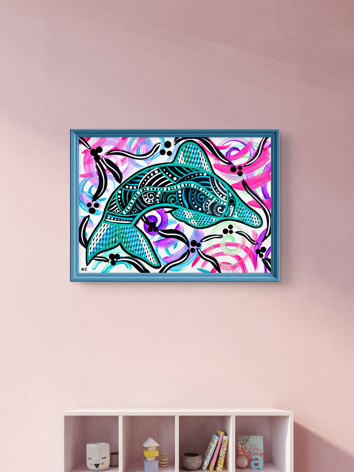 Little Rainbow Dolphin Dreaming - Aboriginal Fine Art Print