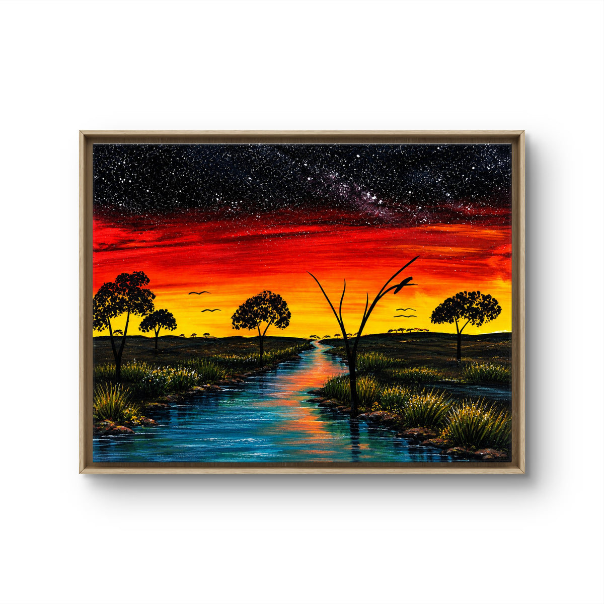 Kunja Country Cultural Burning Dreaming (Warrigo River) – Aboriginal Fine Art Print