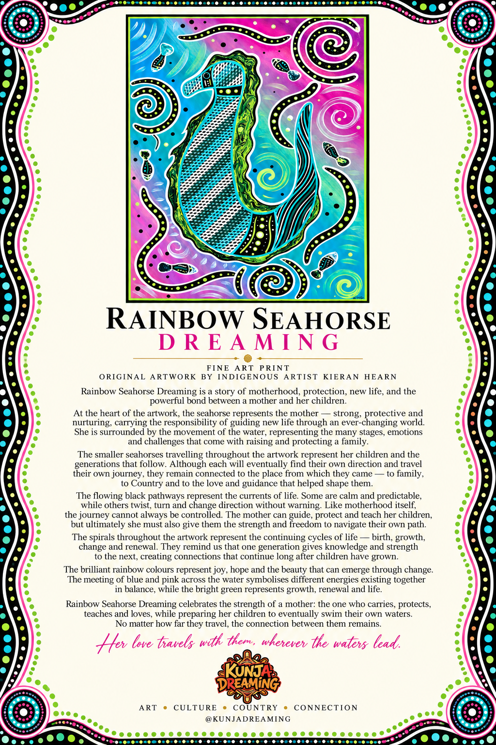 Rainbow Seahorse Dreaming – Aboriginal Fine Art Print Australia