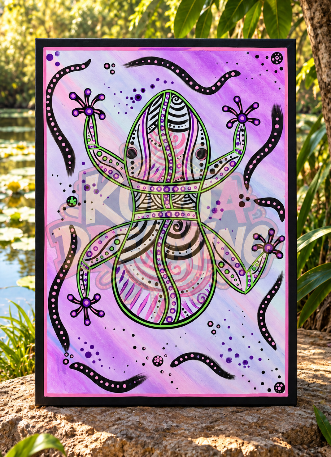 Green Tree Frog Dreaming – Aboriginal Fine Art Print