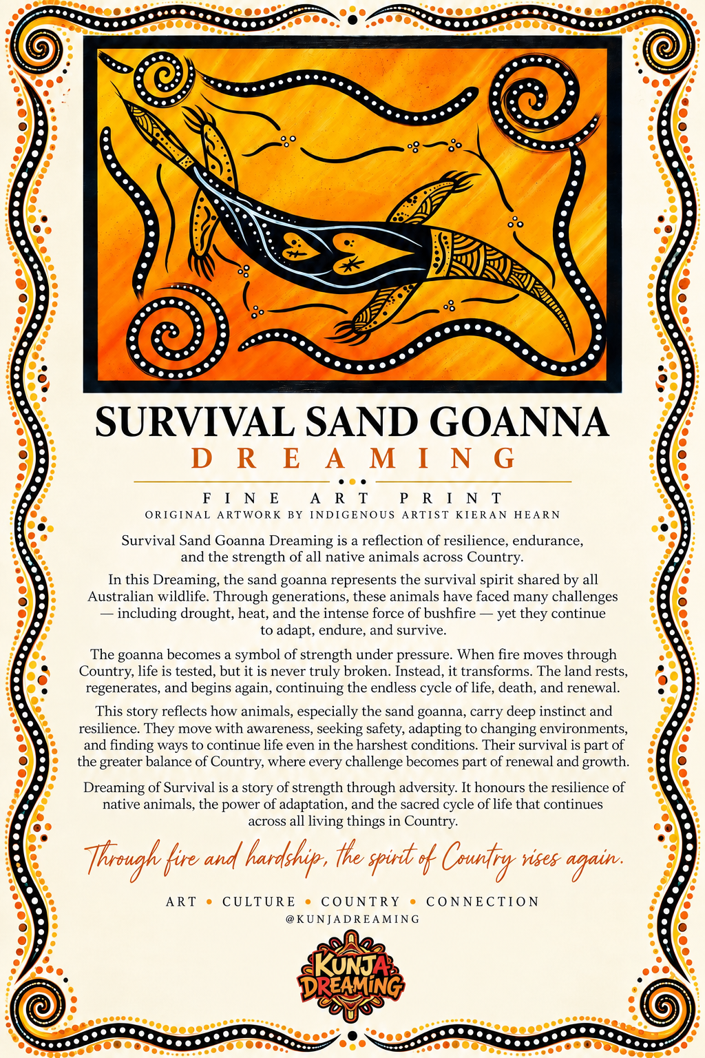 Survival Sand Goanna Dreaming – Aboriginal Fine Art Print