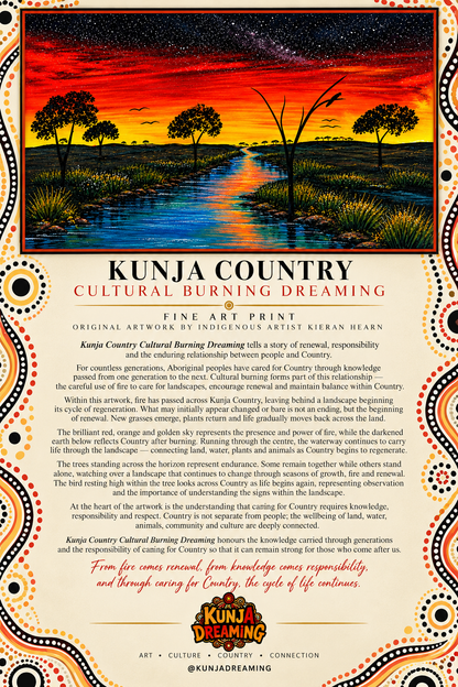 Kunja Country Cultural Burning Dreaming (Warrigo River) – Aboriginal Fine Art Print