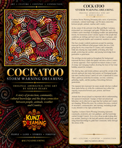 Cockatoo Storm Warning Dreaming – Original Indigenous Fine Art Canvas