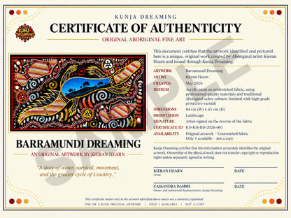 Barramundi Dreaming – Original Indigenous Fine Art on Fabric