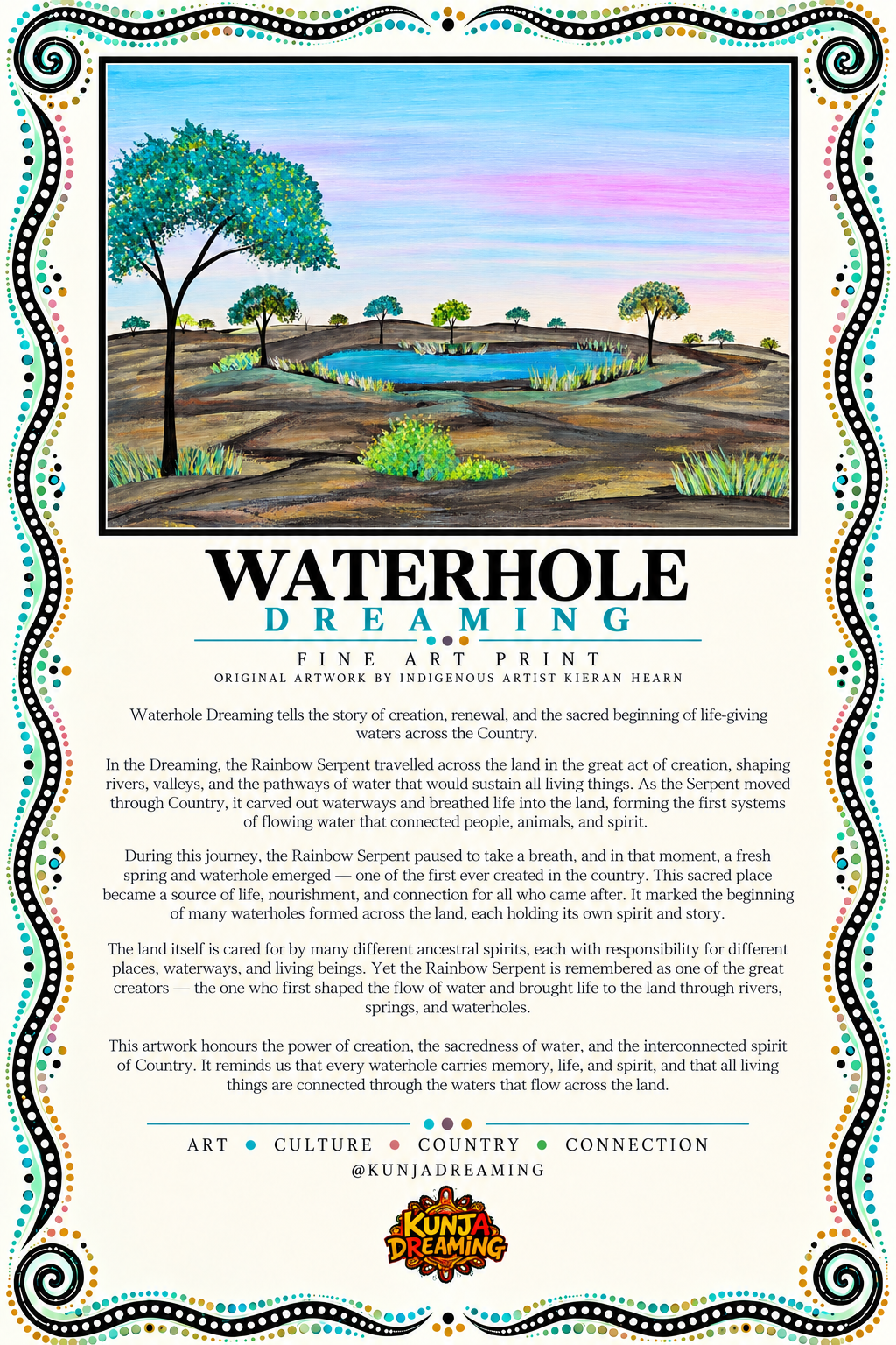 Waterhole Dreaming – Aboriginal Fine Art Print Australia