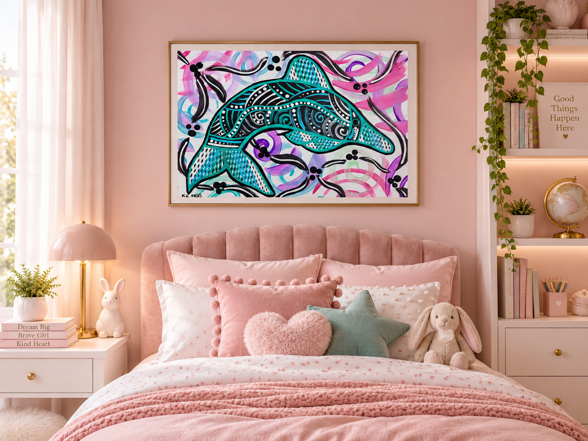 Little Rainbow Dolphin Dreaming - Aboriginal Fine Art Print