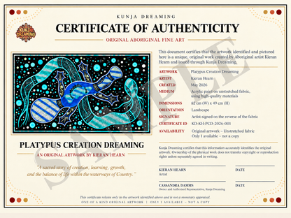 Platypus Creation Dreaming – Original Indigenous Fine Art on Fabric