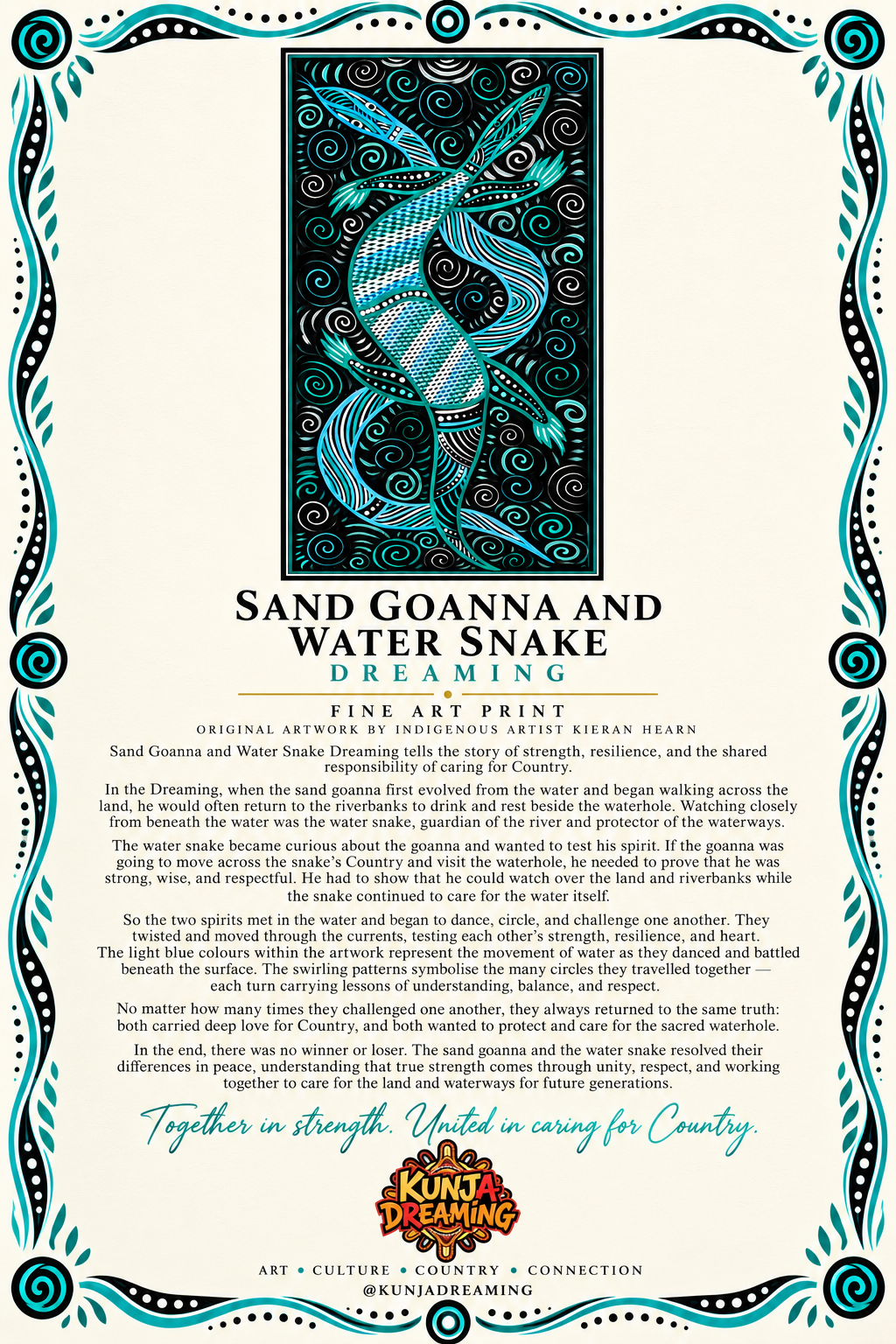 Sand Goanna and Water Snake Dreaming – Aboriginal Fine Art Print Australia