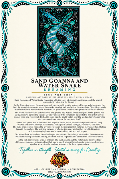 Sand Goanna and Water Snake Dreaming – Aboriginal Fine Art Print Australia