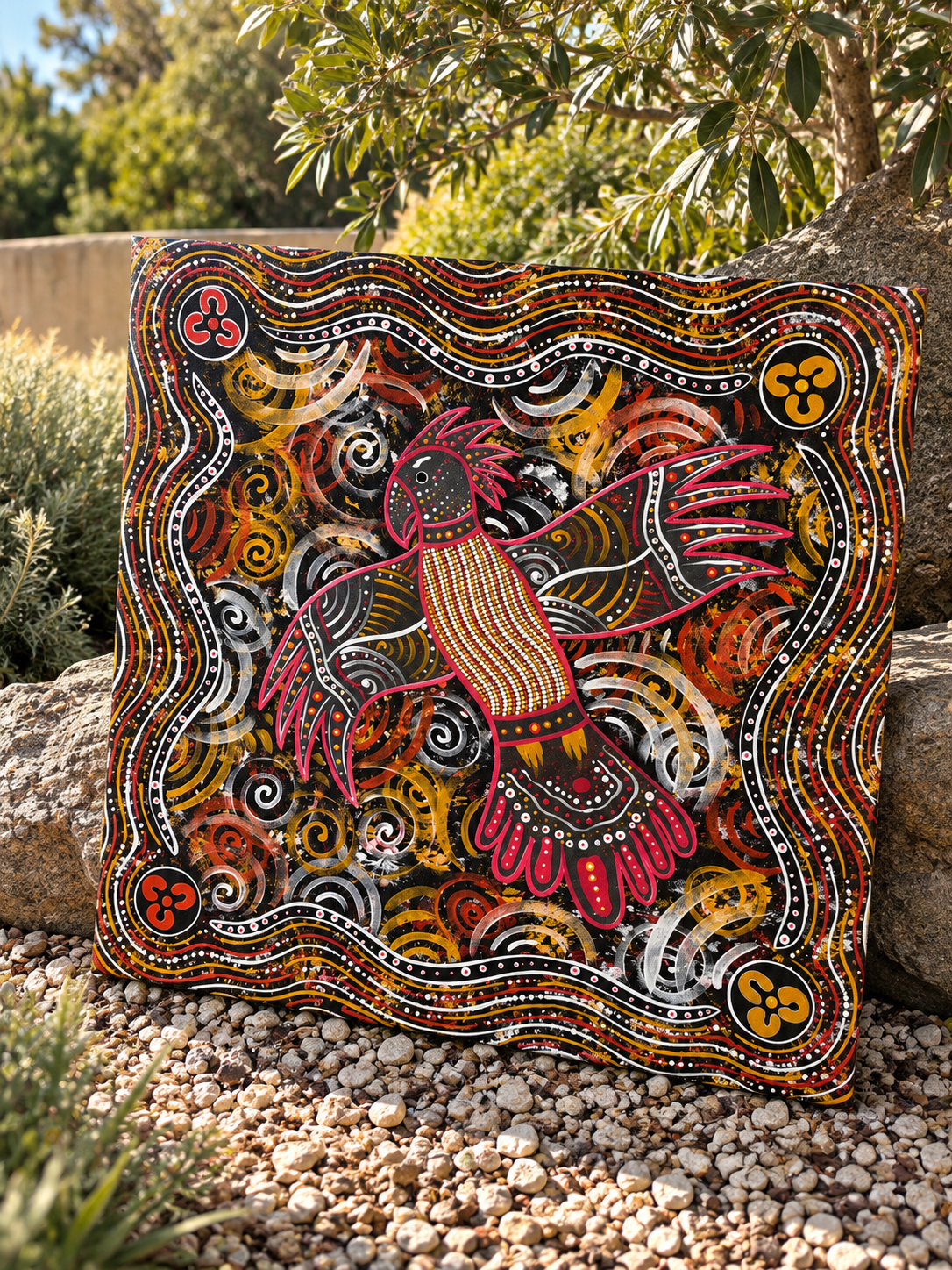 Cockatoo Storm Warning Dreaming – Original Indigenous Fine Art Canvas