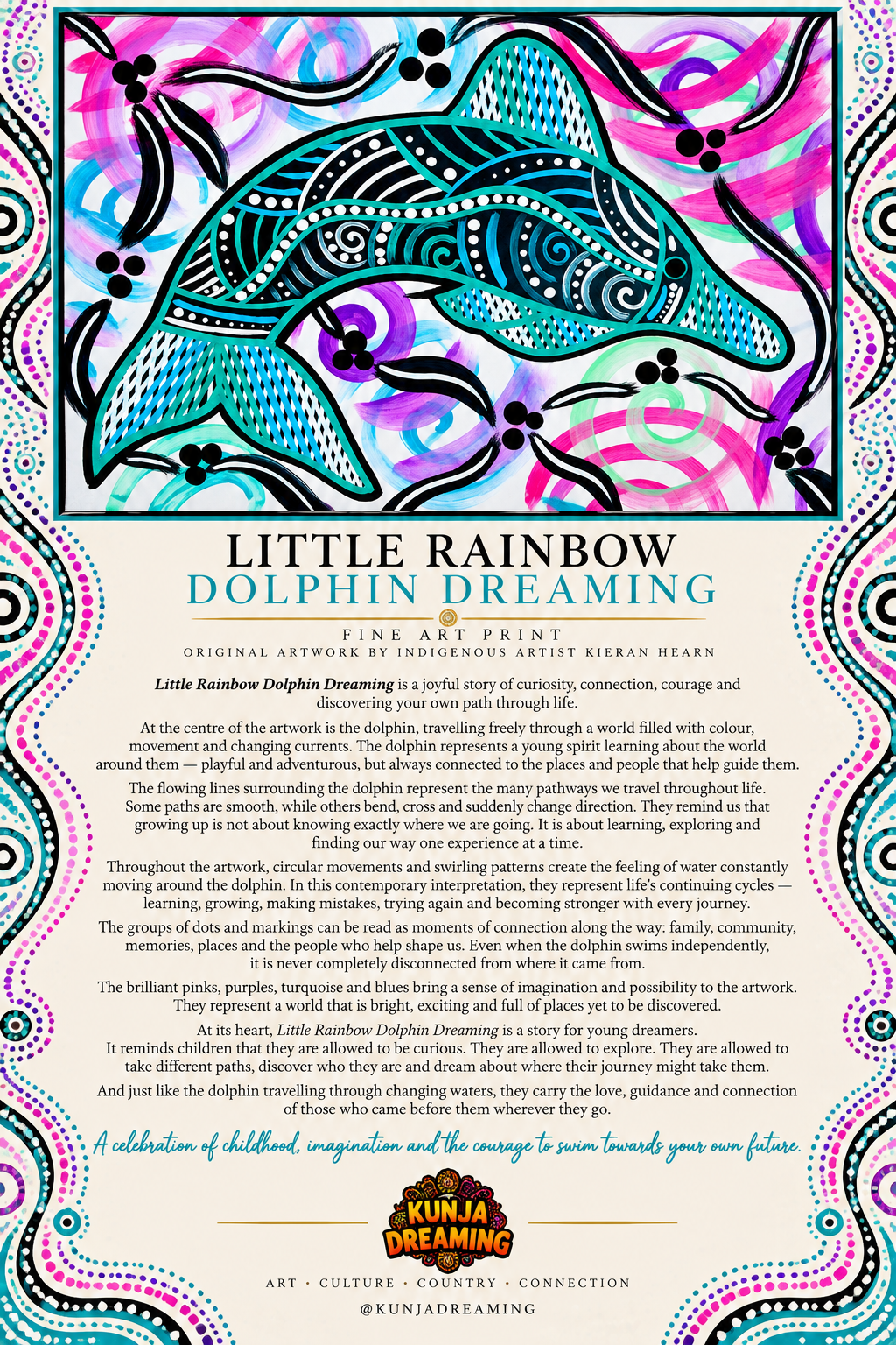 Little Rainbow Dolphin Dreaming - Aboriginal Fine Art Print