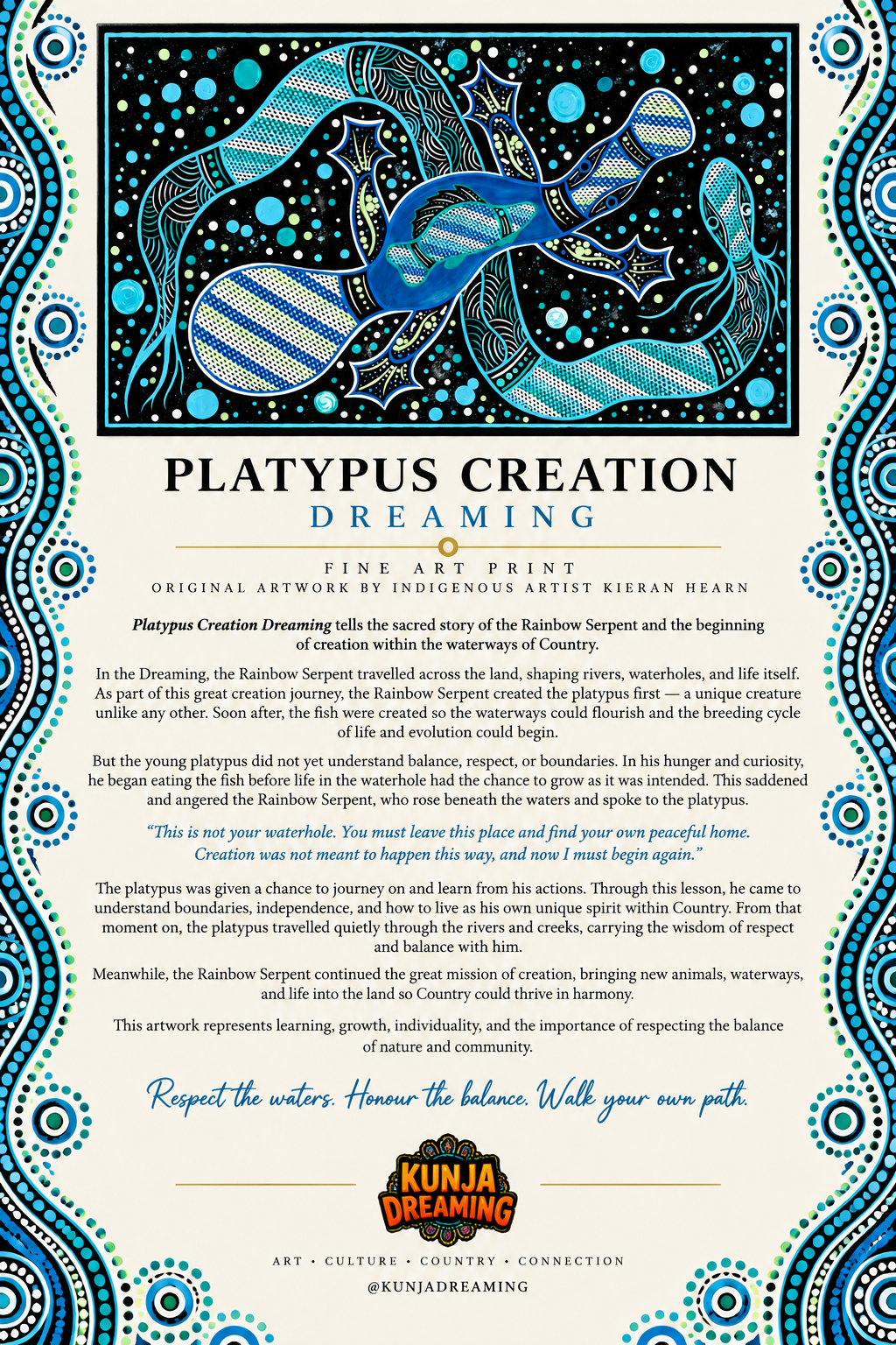 Platypus Creation Dreaming – Aboriginal Fine Art Print Australia