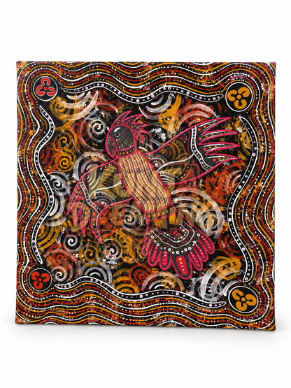 Cockatoo Storm Warning Dreaming – Original Indigenous Fine Art Canvas