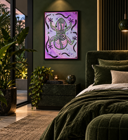 Green Tree Frog Dreaming – Aboriginal Fine Art Print