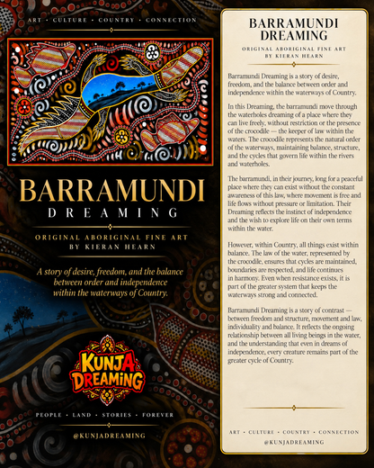 Barramundi Dreaming – Original Indigenous Fine Art on Fabric